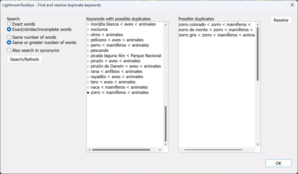 keywordsmanager encontrarkeywordsduplicados en